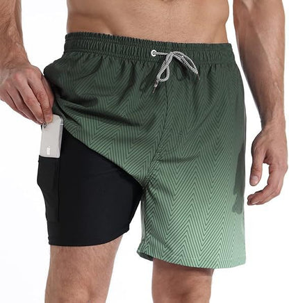Kai | Men's Swim Shorts Quick Dry Tropical Print Compression Liner