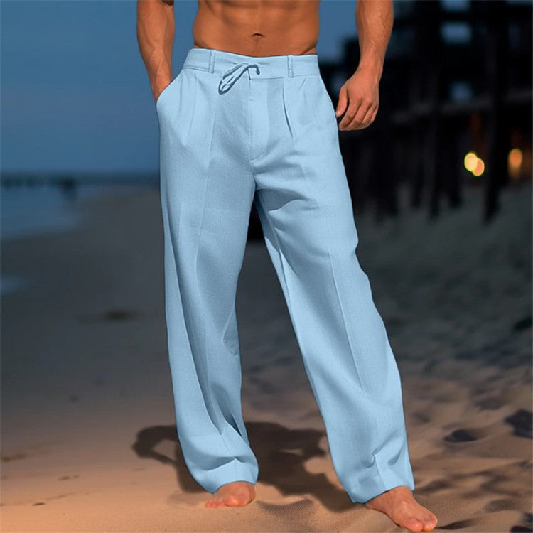 Eric | Men's Drawstring Relaxed Fit Pleated Beach Summer Pant