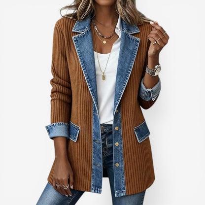 Maren | Women's Layered Collar Button Denim Jacket
