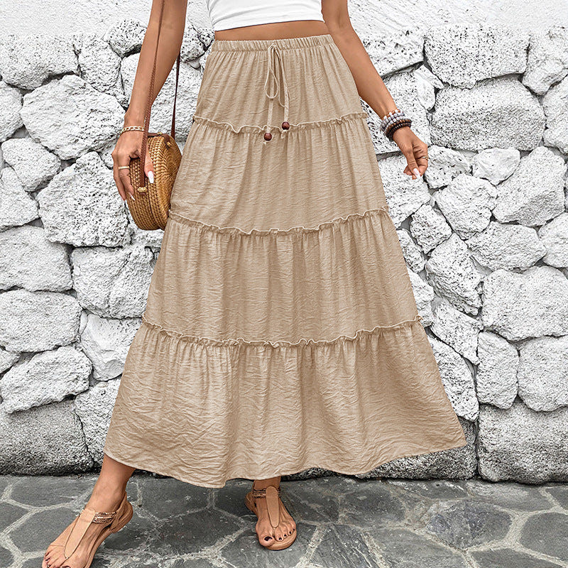 Sienna | Women's Boho Tiered Drawstring Maxi Skirt