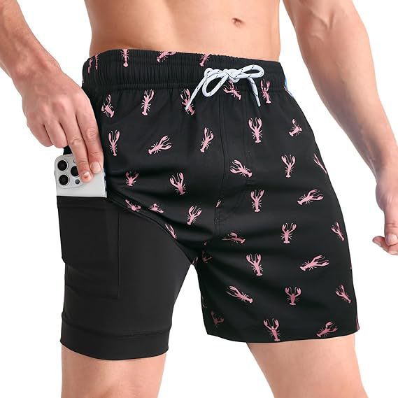 Kai | Men's Swim Shorts Quick Dry Tropical Print Compression Liner