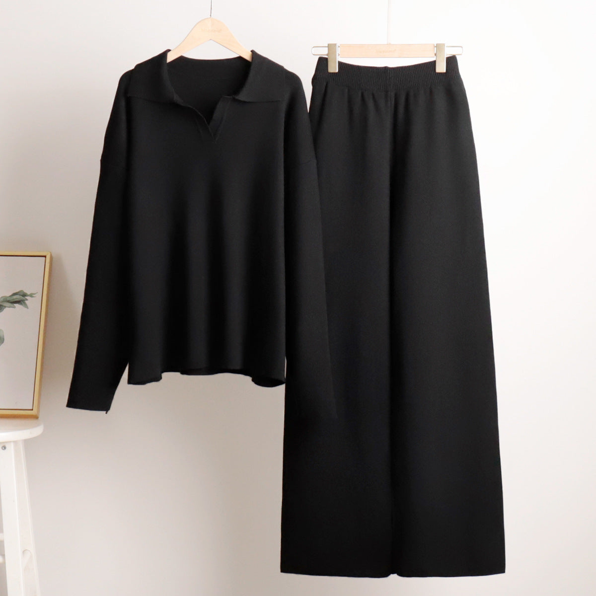 Indy | Women's Lounge Set Oversized Polo Sweater Wide Leg Trousers