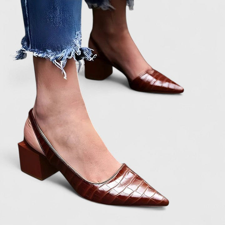 Severine | Women's Slingback Pointed Toe Block Heel Pump
