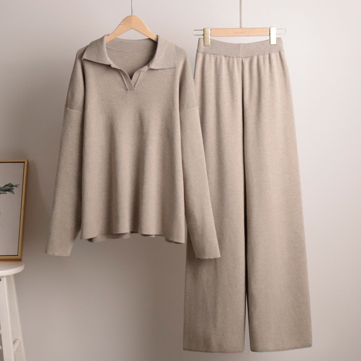 Indy | Women's Lounge Set Oversized Polo Sweater Wide Leg Trousers