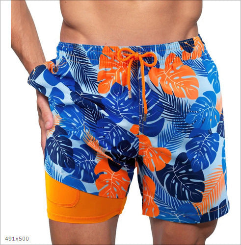 Kai | Men's Swim Shorts Quick Dry Tropical Print Compression Liner