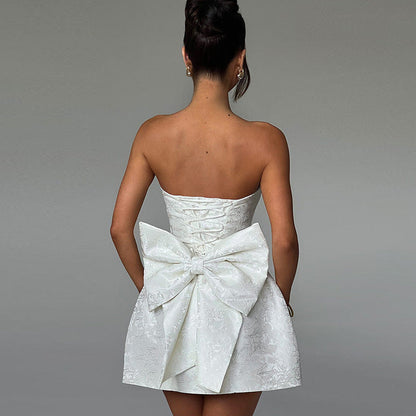 Violet | Strapless Floral Jacquard Mini Cocktail Party Dress