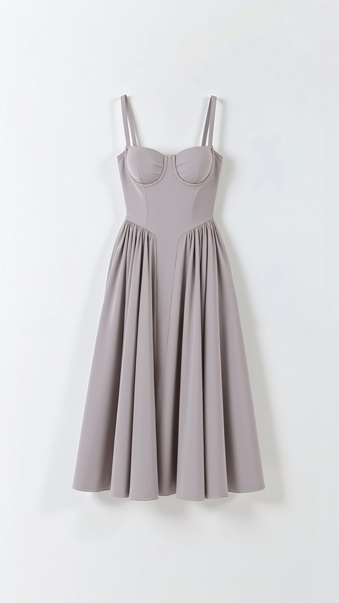 Odette | Corset Bustier Spaghetti Strap Pleated Full Skirt Midi Wedding Guest Dress