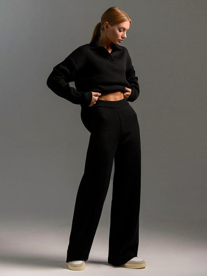 Indy | Women's Lounge Set Oversized Polo Sweater Wide Leg Trousers