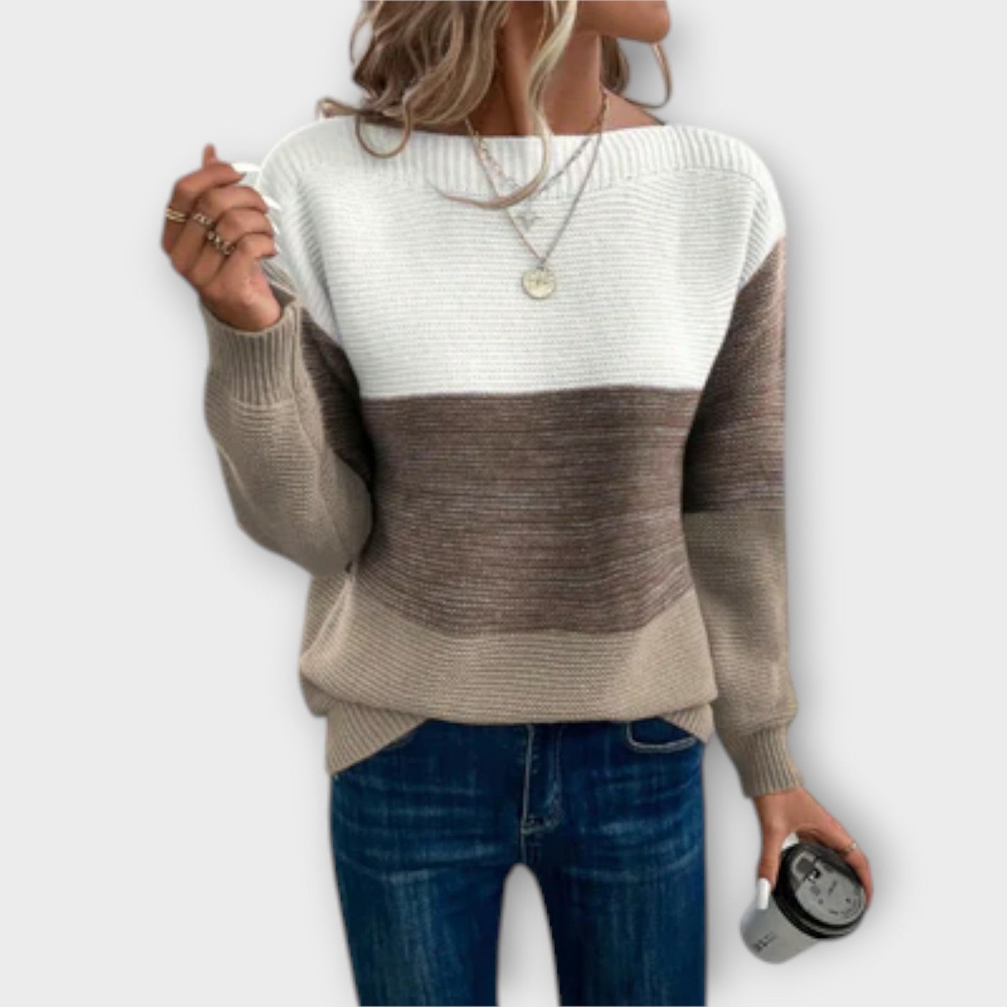Marlowyx | Women's Color Block Striped Relaxed Knit Sweater