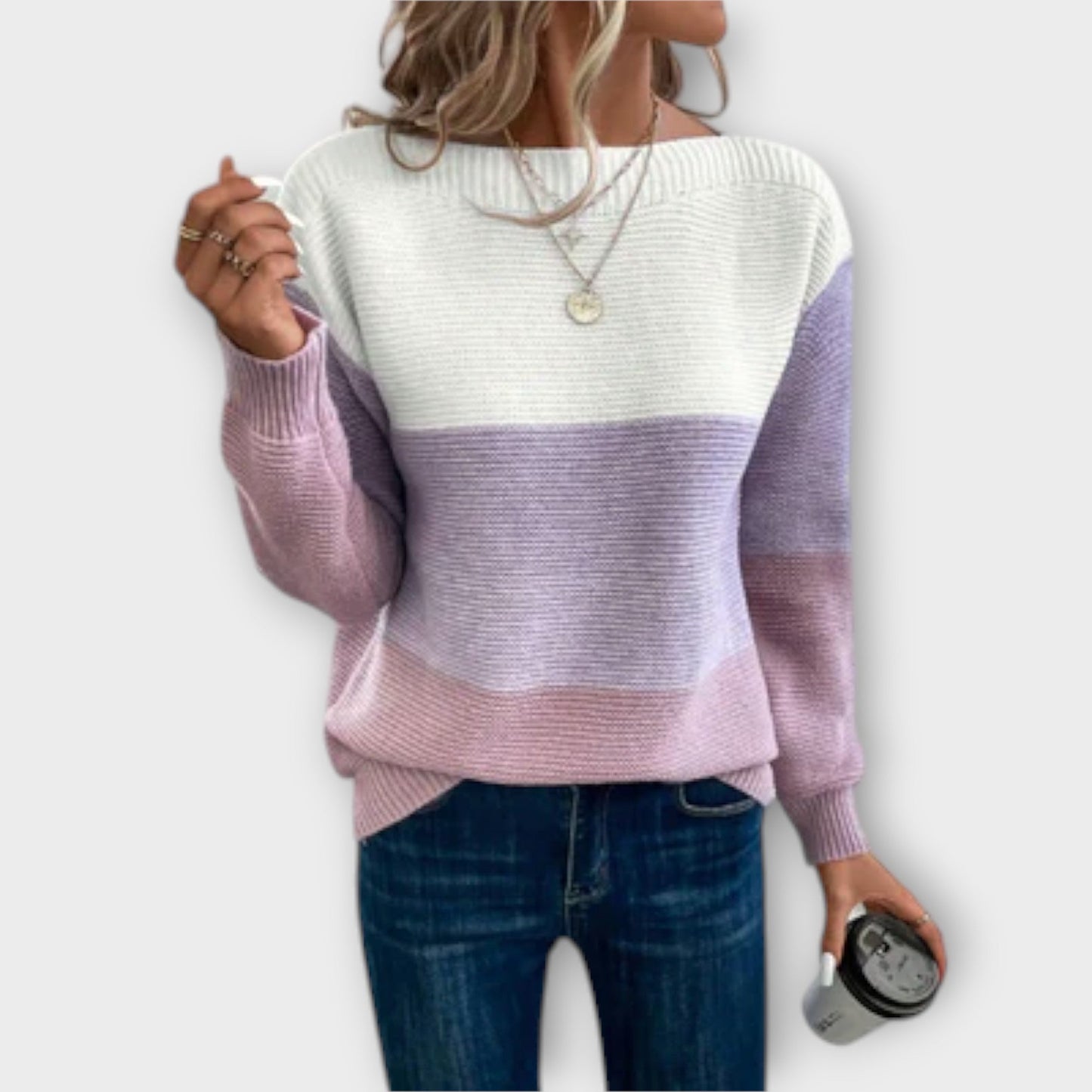 Marlowyx | Women's Color Block Striped Relaxed Knit Sweater