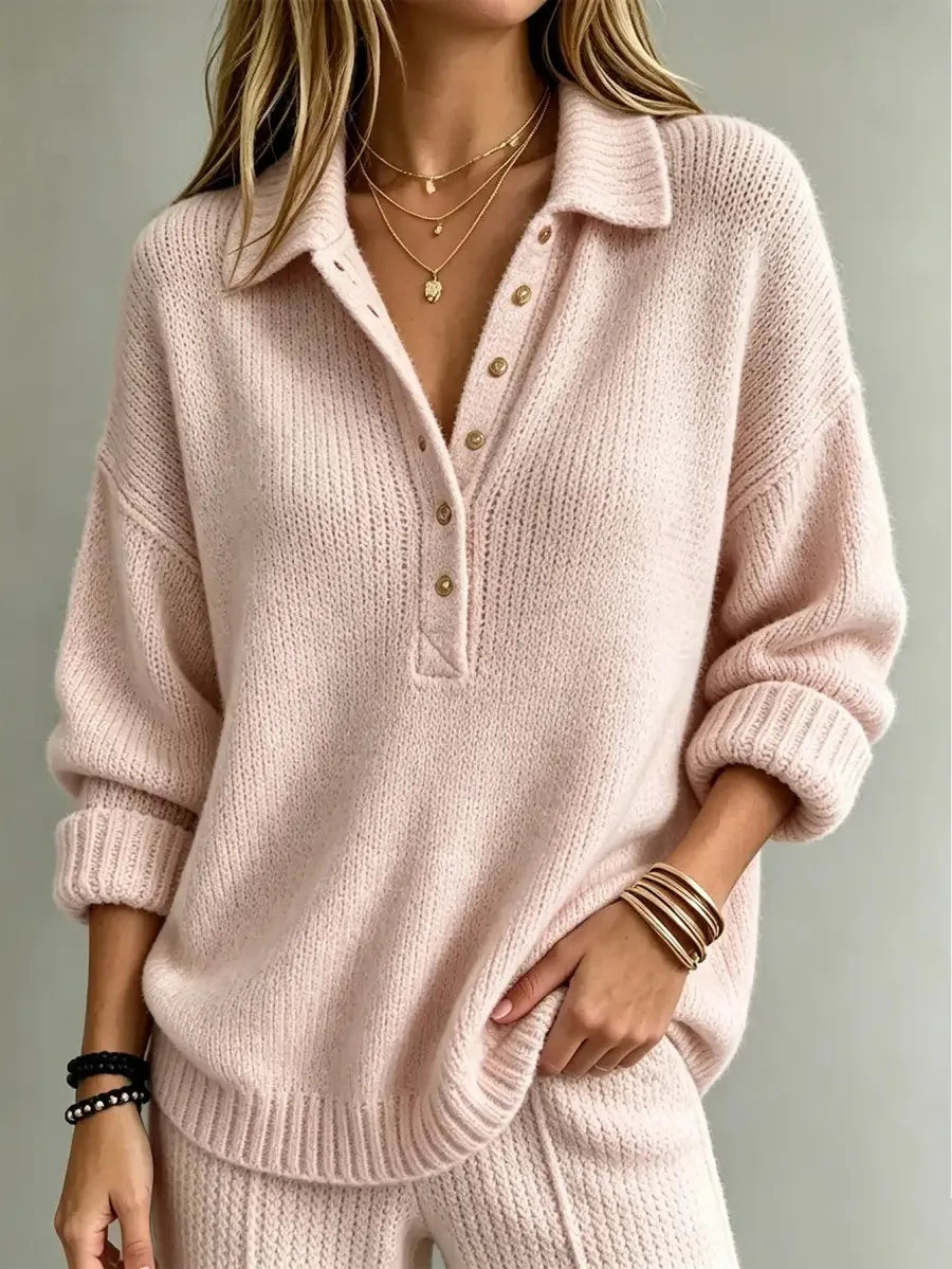 Wrenwood | Women's Button Neck Polo Collar Knit Sweater