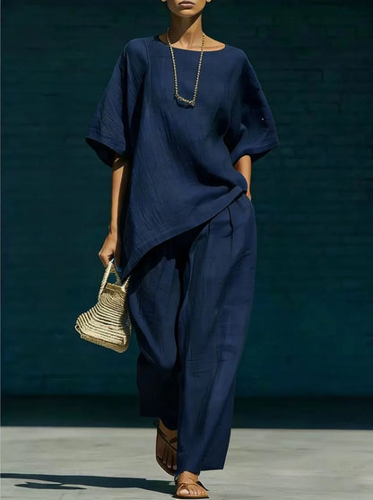 Marlowe | Women's Relaxed Wide Leg Linen Blend Summer Matching Set