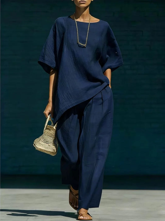 Marlowe | Women's Relaxed Wide Leg Linen Blend Summer Matching Set