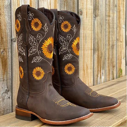 Marisol | Women's Sunflower Embroidered Pointed Toe Western Boot