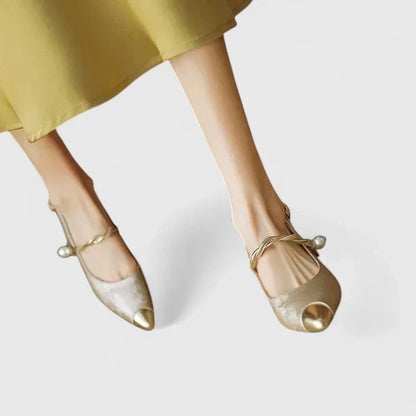 Ismene | Women's Pointed Toe Slingback Pearl Kitten Heel