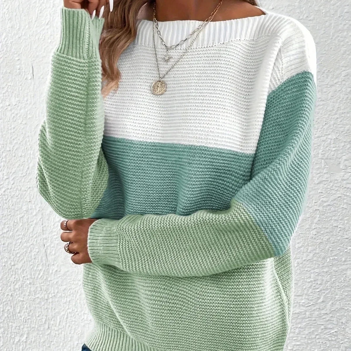 Rosanna | Women's Color Block Chunky Knit Pullover Sweater
