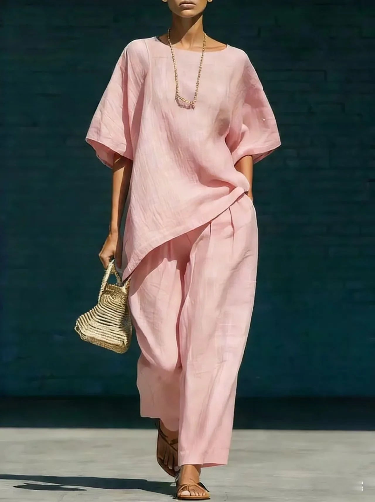 Marlowe | Women's Relaxed Wide Leg Linen Blend Summer Matching Set