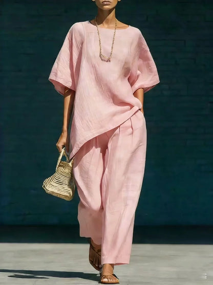 Marlowe | Women's Relaxed Wide Leg Linen Blend Summer Matching Set