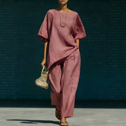 Marlowe | Women's Relaxed Wide Leg Linen Blend Summer Matching Set