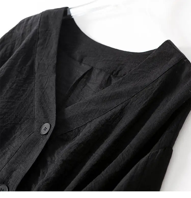 Eliana | V Neck Single Button Puff Sleeve Cropped Linen Blend Blouse