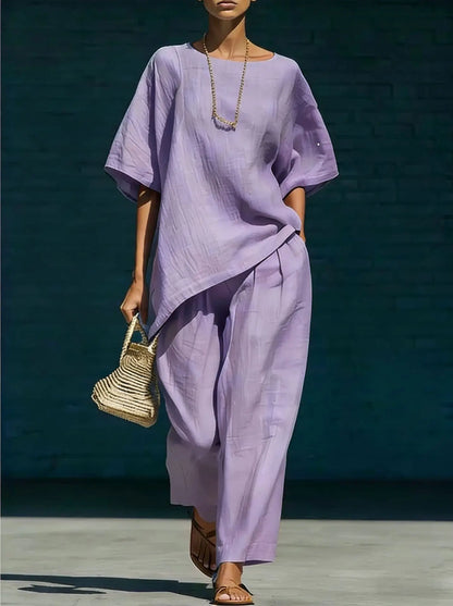 Marlowe | Women's Relaxed Wide Leg Linen Blend Summer Matching Set