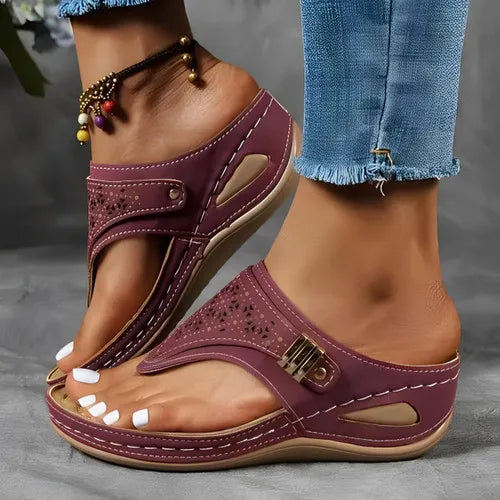 Sari | Cutout Thong Wedge Platform Orthopedic Sandal