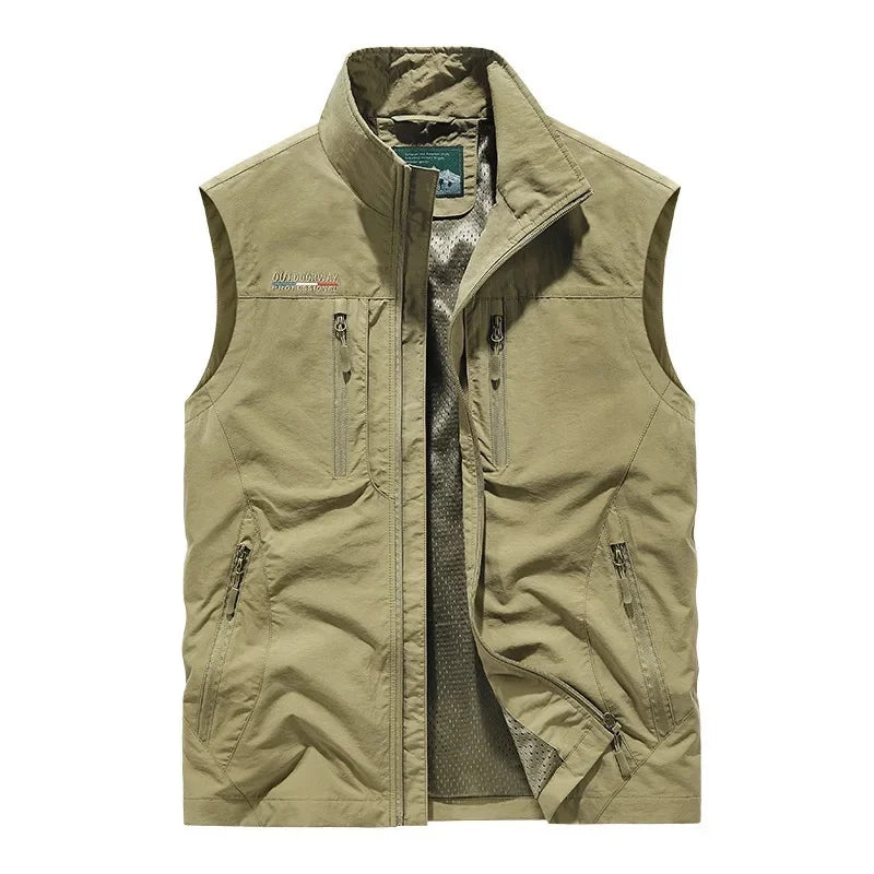 Rennock | Men's Utility Multi Pocket Zip Stand Collar Vest