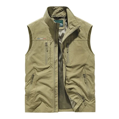 Rennock | Men's Utility Multi Pocket Zip Stand Collar Vest
