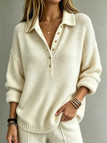 Wrenwood | Women's Button Neck Polo Collar Knit Sweater