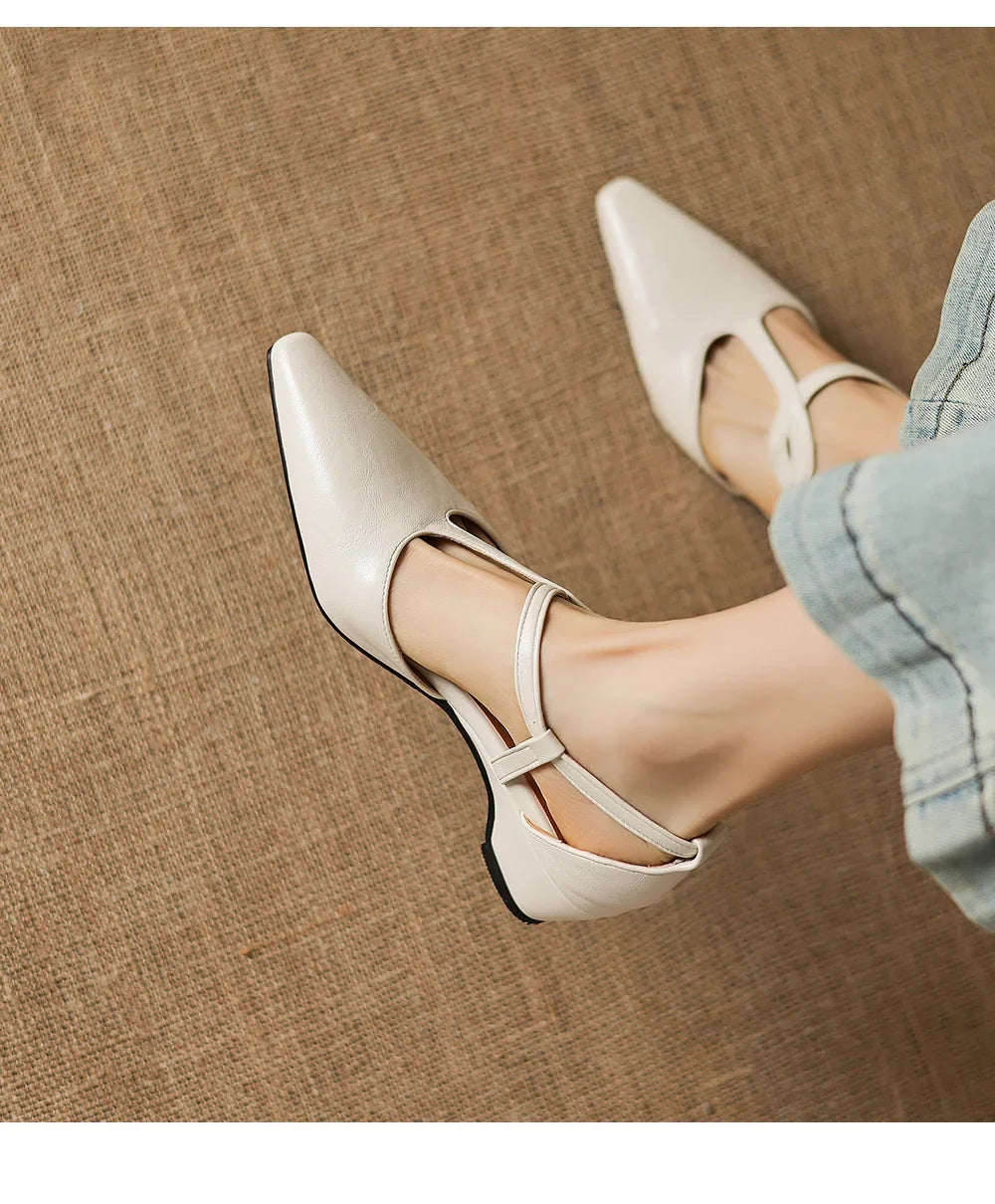 Verabel | Women's Pointed Toe Crossover Strap Block Heel Mary Jane