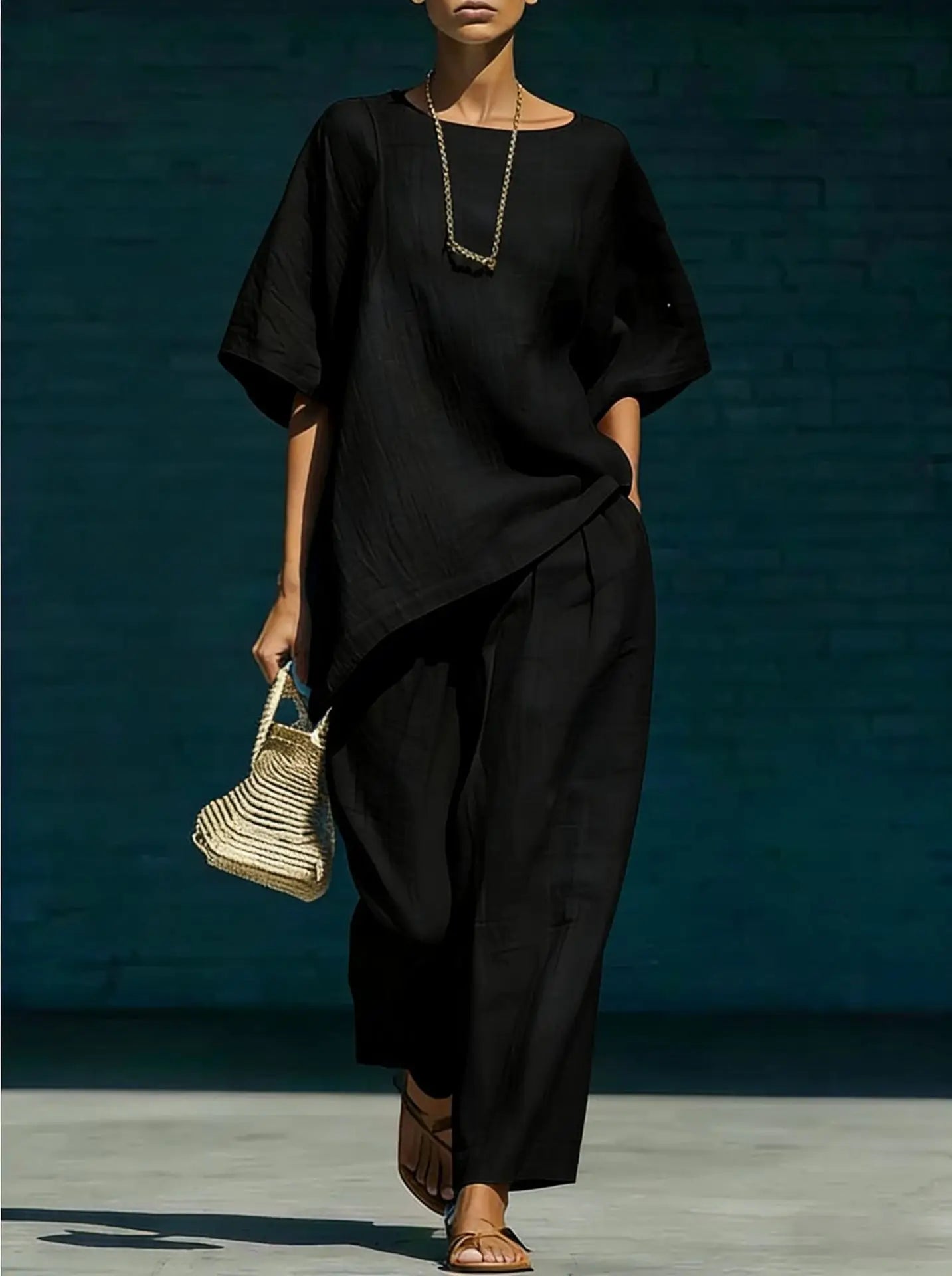 Marlowe | Women's Relaxed Wide Leg Linen Blend Summer Matching Set