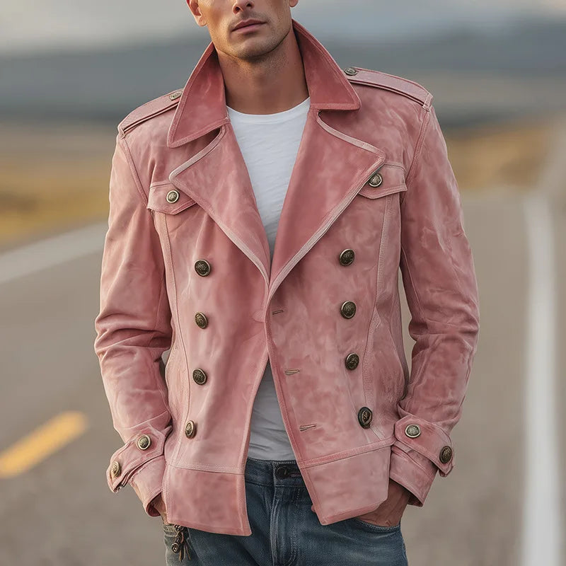 Harlan | Men's Suede Double-Breasted Lapel Jacket