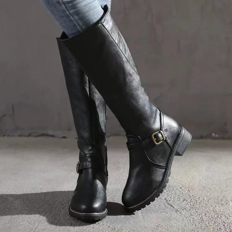 Margaux | Women's Tall Buckle Knee High Leather Boot