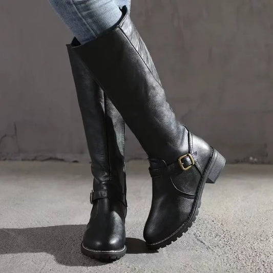 Margaux | Women's Tall Buckle Knee High Leather Boot