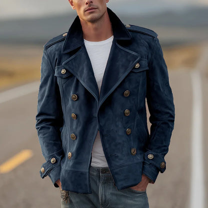 Harlan | Men's Suede Double-Breasted Lapel Jacket