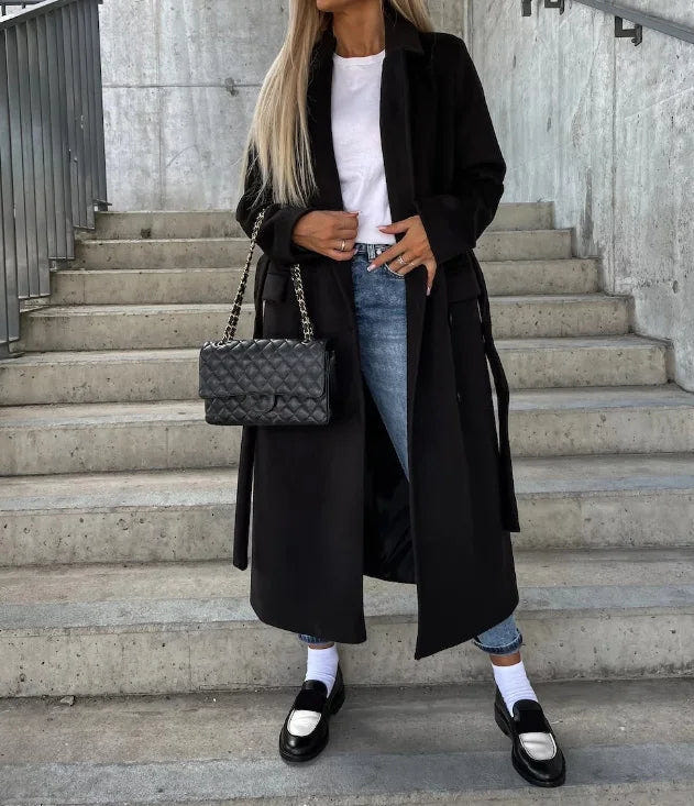 Beatrix | Women's Long Lapel Button Front Wool Coat