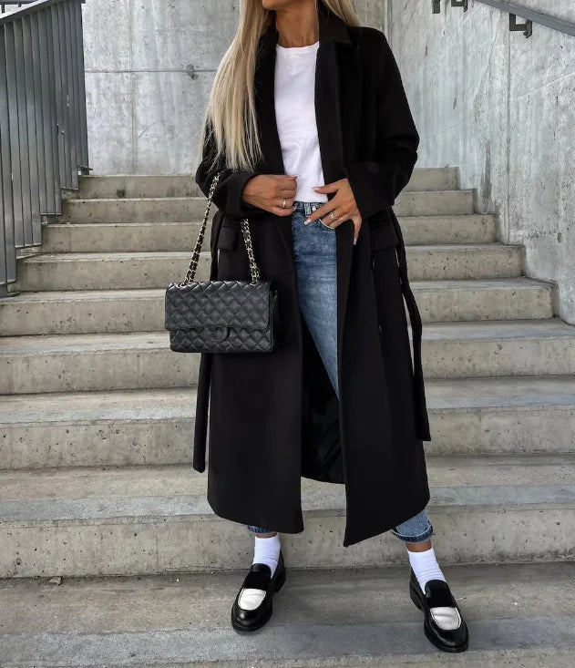 Beatrix | Women's Long Lapel Button Front Wool Coat