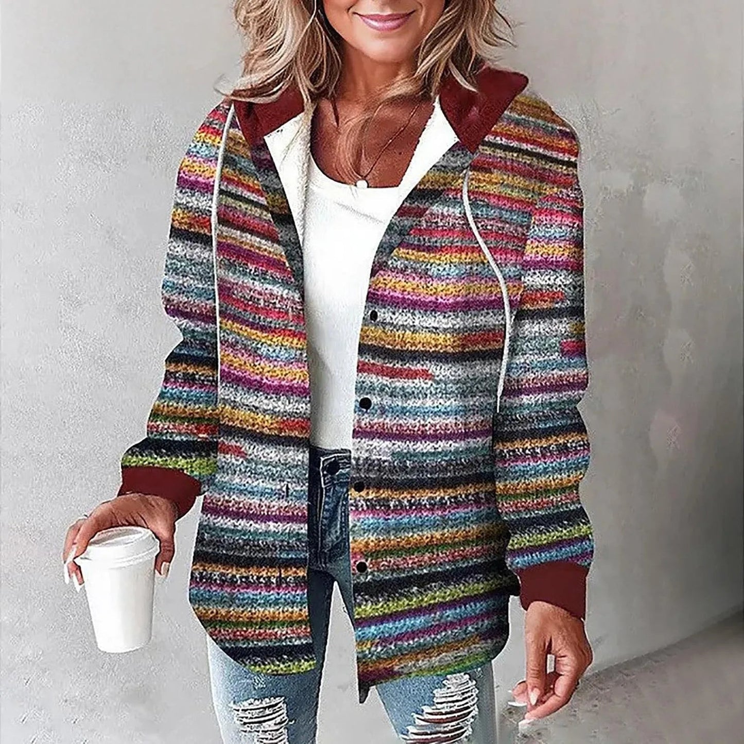 Brenna | Women's Plaid Hooded Cozy Overshirt Jacket