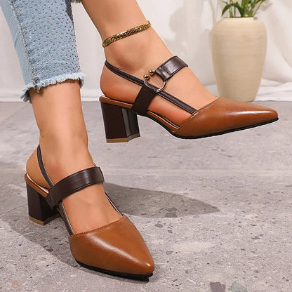 Everline | Women's Pointed Toe Block Heel Slingback Pump