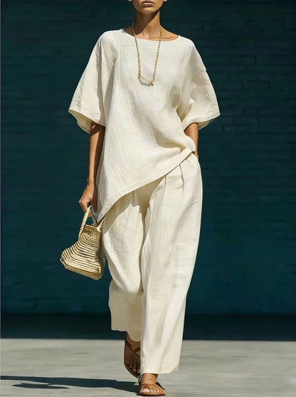 Marlowe | Women's Relaxed Wide Leg Linen Blend Summer Matching Set