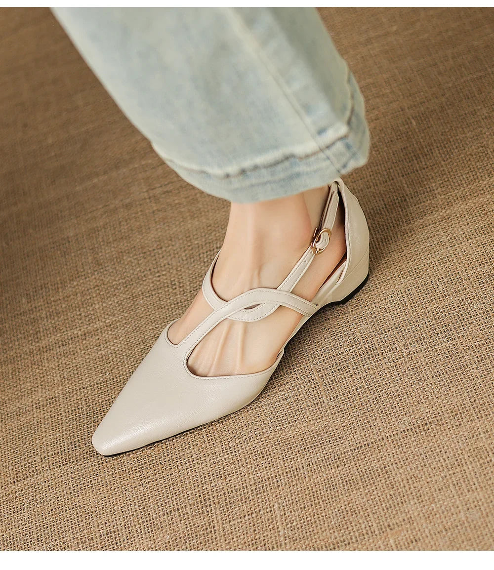 Verabel | Women's Pointed Toe Crossover Strap Block Heel Mary Jane