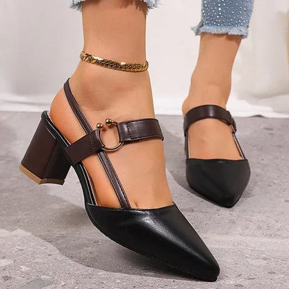 Everline | Women's Pointed Toe Block Heel Slingback Pump