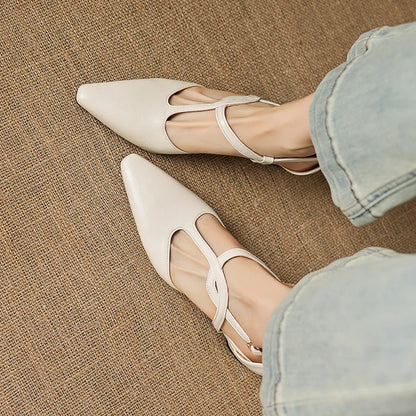 Verabel | Women's Pointed Toe Crossover Strap Block Heel Mary Jane