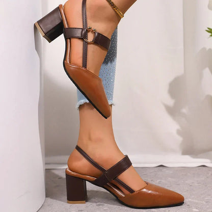 Everline | Women's Pointed Toe Block Heel Slingback Pump