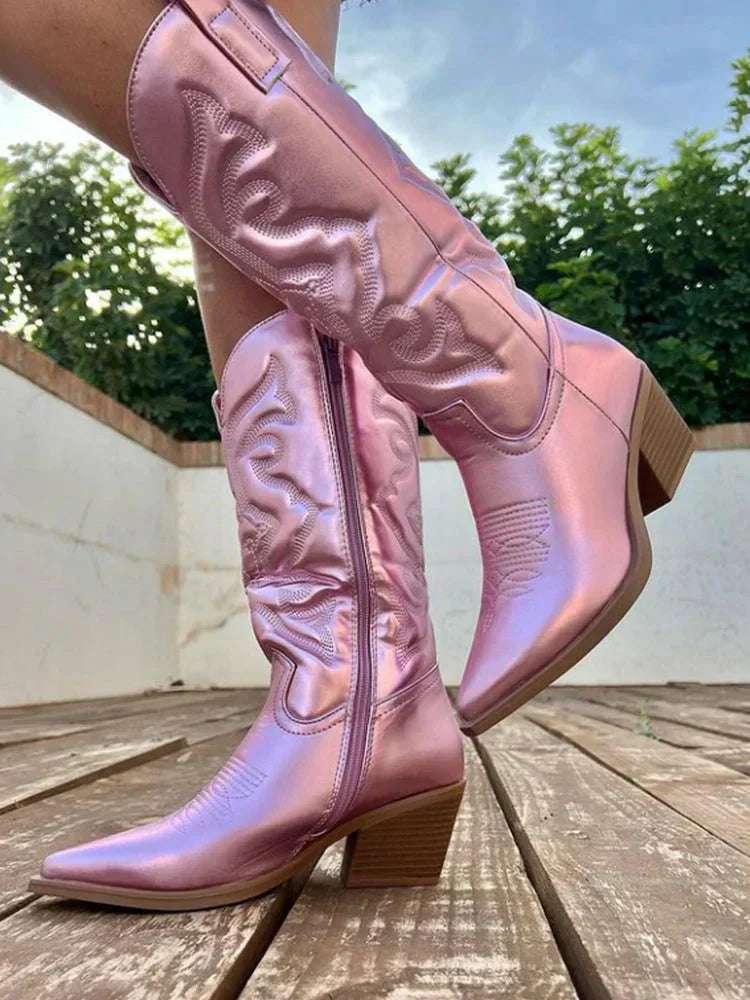 Peyton | Women's Metallic Western Embroidered Cowboy Boot