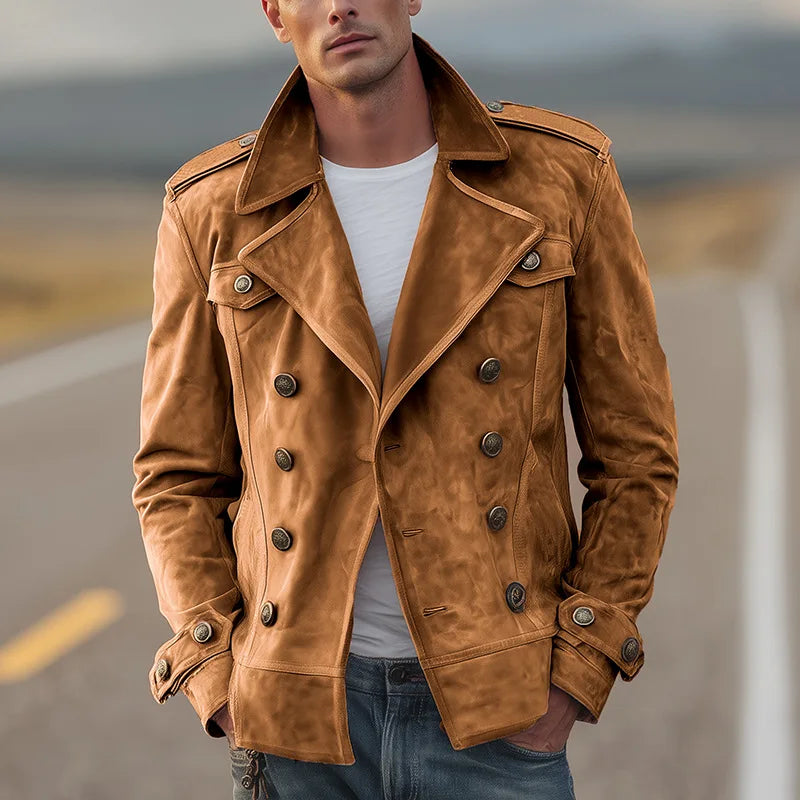 Harlan | Men's Suede Double-Breasted Lapel Jacket