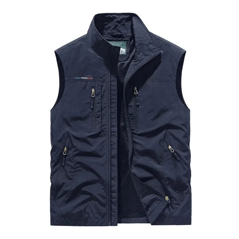 Rennock | Men's Utility Multi Pocket Zip Stand Collar Vest