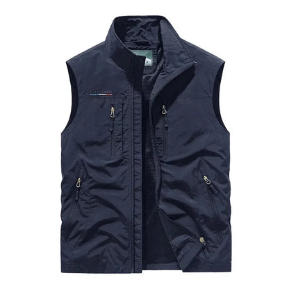 Rennock | Men's Utility Multi Pocket Zip Stand Collar Vest