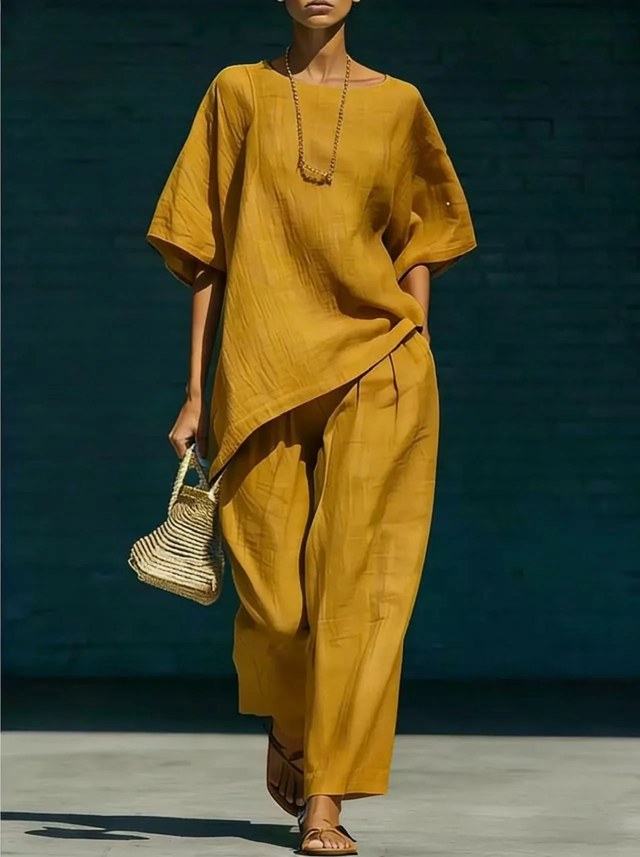 Marlowe | Women's Relaxed Wide Leg Linen Blend Summer Matching Set