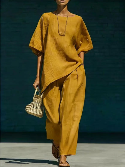 Marlowe | Women's Relaxed Wide Leg Linen Blend Summer Matching Set